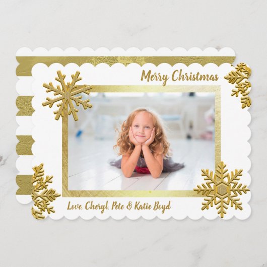 Classy Gold en White - Aangepaste kerstfoto Kaart (Voorkant / Achterkant)