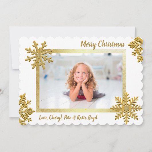 Classy Gold en White - Aangepaste kerstfoto Kaart (Voorkant)