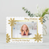 Classy Gold en White - Aangepaste kerstfoto Kaart (Staand voorkant)