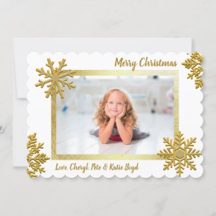 Classy Gold en White - Aangepaste kerstfoto Kaart