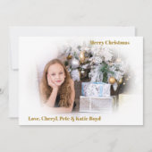 Classy Gold en White - Aangepaste kerstfoto Kaart (Voorkant)