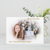 Classy Gold en White - Aangepaste kerstfoto Kaart (Staand voorkant)