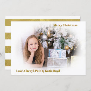 Classy Gold en White - Aangepaste kerstfoto Kaart