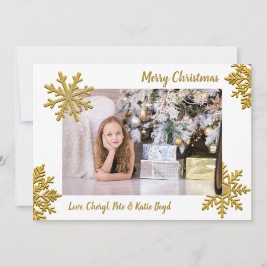 Classy Gold en White - Aangepaste kerstfoto Kaart (Voorkant)