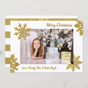 Classy Gold en White - Aangepaste kerstfoto Kaart