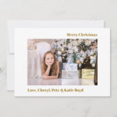 Classy Gold en White - Aangepaste kerstfoto Kaart (Voorkant)