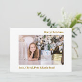 Classy Gold en White - Aangepaste kerstfoto Kaart (Staand voorkant)