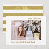 Classy Gold en White - Aangepaste kerstfoto Kaart (Voorkant / Achterkant)