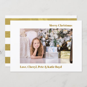 Classy Gold en White - Aangepaste kerstfoto Kaart