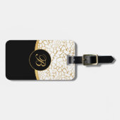 Classy Gold en White Animal Print | Personaliseren Bagagelabel (Voorkant horizontaal)