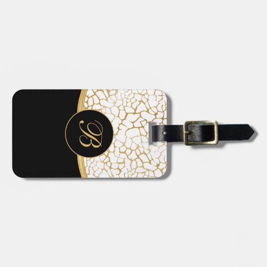 Classy Gold en White Animal Print | Personaliseren Bagagelabel (Voorkant horizontaal)
