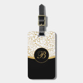 Classy Gold en White Animal Print | Personaliseren Bagagelabel (Voorkant verticaal)