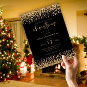 Classy Gold Faux Glitter Kerstfeest Zwart Kaart