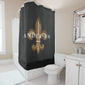 Classy Gold Fleur de Lis en Black | Aangepast Douchegordijn (In situ)