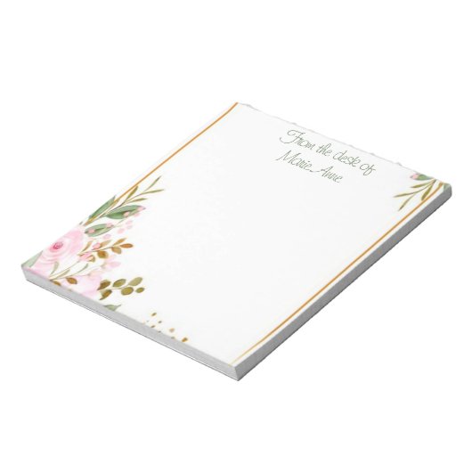 Classy Gold Floral met naam Notitieblok (Linkerzijde)