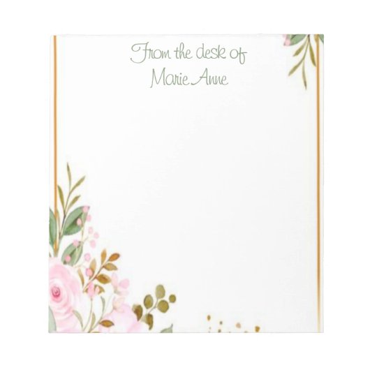 Classy Gold Floral met naam Notitieblok (Voorkant)
