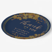 Classy Gold Floral Navy Blue Papieren Bordje (Gekanteld)