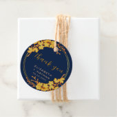 Classy Gold Floral Navy Blue Weddenschap Hartelijk Bedankjes Labels (In situ)