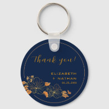 Classy Gold Floral Navy Blue Weddenschap Hartelijk