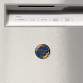 Classy Gold Floral Navy Blue Wedding Welkom Magneet (Insitu (Vaatwasser))