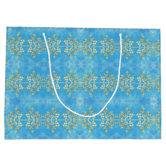 Classy Gold Floral Pattern Groot Cadeauzakje (Achterkant)