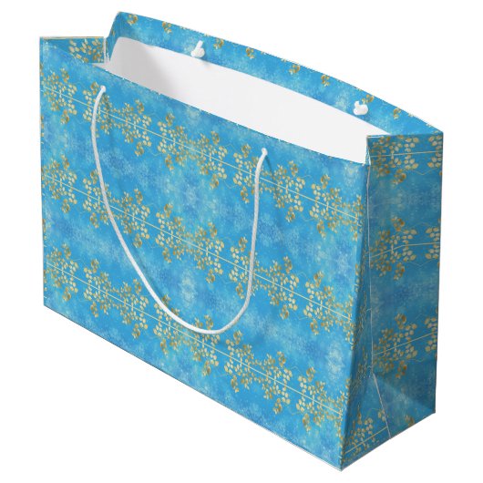 Classy Gold Floral Pattern Groot Cadeauzakje (Achterkant Gekanteld)