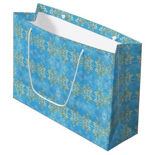 Classy Gold Floral Pattern Groot Cadeauzakje (Voorkant Gekanteld)