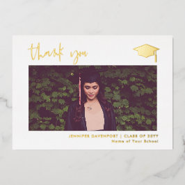 Classy Gold foil Afstuderen dank u met foto Folie Feestdagenkaart