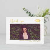 Classy Gold foil Afstuderen dank u met foto Folie Feestdagenkaart (Staand Voorkant)