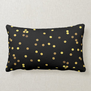 Classy Gold Foil Confetti Black Kussen