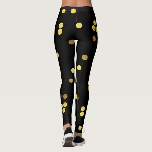 Classy Gold Foil Confetti Black Leggings (Achterkant)