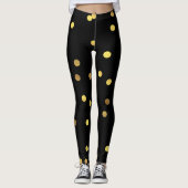 Classy Gold Foil Confetti Black Leggings (Voorkant)