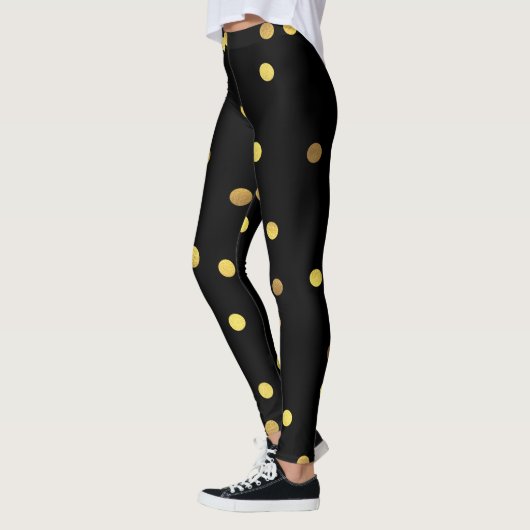 Classy Gold Foil Confetti Black Leggings (Links)