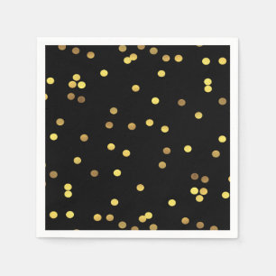 Classy Gold Foil Confetti Black Servet
