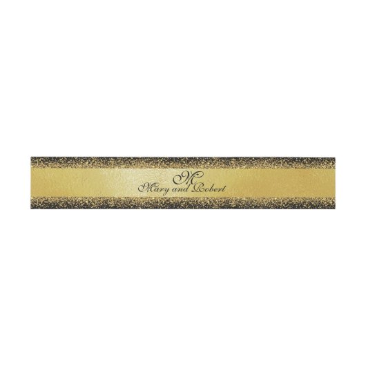 Classy Gold Foil-Confetti op zwart Uitnodigingen Wikkel (Vlak)
