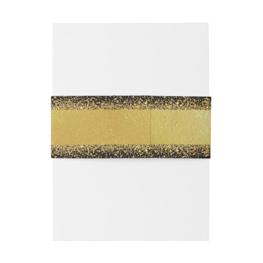 Classy Gold Foil-Confetti op zwart Uitnodigingen Wikkel (Achterkant Voorbeeld)