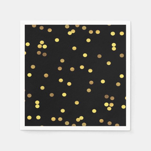 Classy Gold Foil Confetti Zwart Servet (Voorkant)