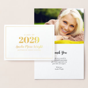 Classy Gold Foil Foto Afstuderen Hartelijk dank Folie Kaarten