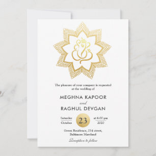 Classy Gold Foil Ganesha   Indische Goederenwedden Kaart