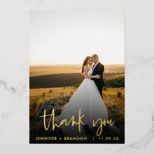 Classy Gold Foil Hartelijk dank   Weddenfoto Folie Feestdagenkaart