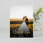 Classy Gold Foil Hartelijk dank | Weddenfoto Folie Feestdagenkaart (Staand Voorkant)