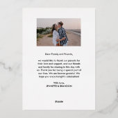 Classy Gold Foil Hartelijk dank | Weddenfoto Folie Feestdagenkaart (Achterkant)