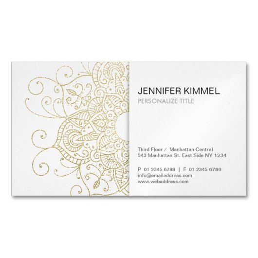 Classy Gold Foil Kijk Mandala Minimalist Magnetisch Visitekaartje (Voorkant)