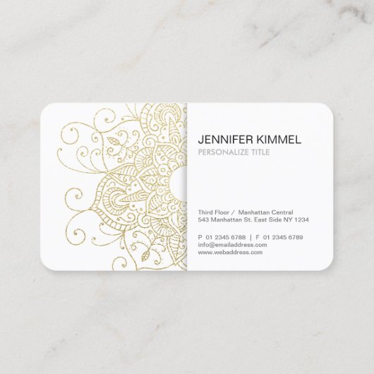 Classy Gold Foil Kijk Mandala Minimalist Visitekaartje (Achterkant)