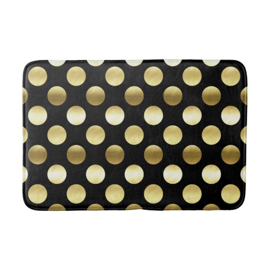 Classy Gold Foil Polka Dots Black Badmat (Voorkant)