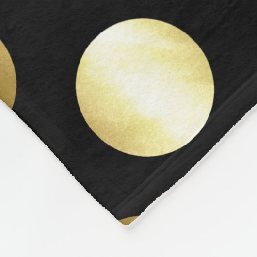 Classy Gold Foil Polka Dots Black Fleece Deken (Hoek)