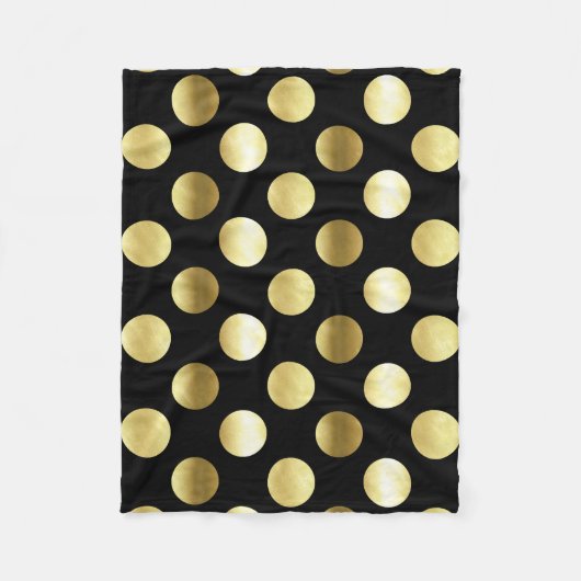 Classy Gold Foil Polka Dots Black Fleece Deken (Voorkant)