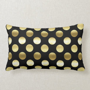 Classy Gold Foil Polka Dots Black Kussen