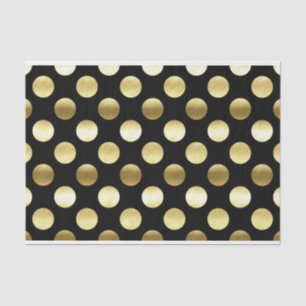 Classy Gold Foil Polka Dots Black Tissuepapier