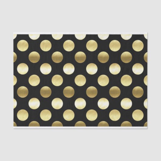 Classy Gold Foil Polka Dots Black Tissuepapier (Voorkant)